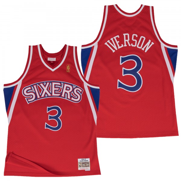 Herren NBA Philadelphia 76ers Trikot Allen Iverson Hardwood Classics Auswärtstrikot Swingman